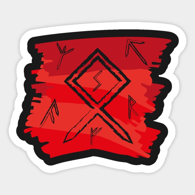 Blood Red Paint Runes Norse Mythology Asatru Sticker by vikki182@hotmail.co.uk